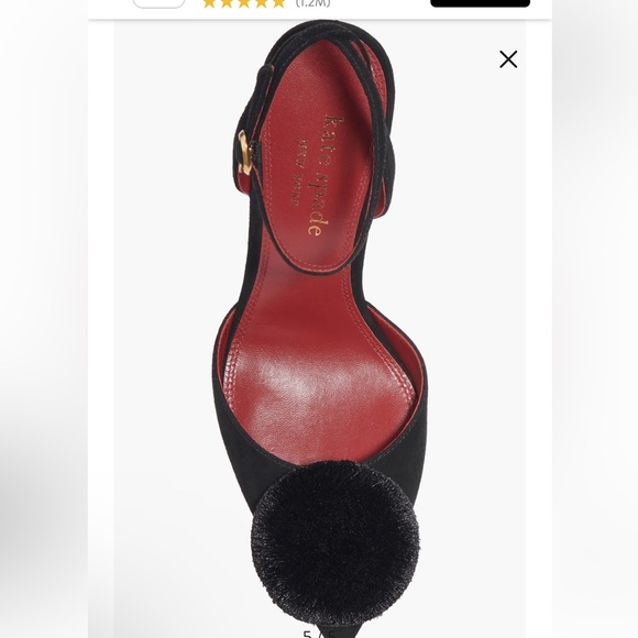 Kate Spade new with tags Amour Pom Pom ankle strap  pumps.  Size 6.5. Suede - Picture 5 of 7
